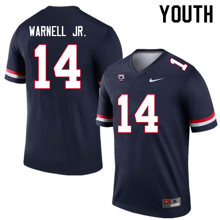 Youth #14 DJ Warnell Jr. Arizona Wildcats College Football Jerseys Sale-Navy - Click Image to Close